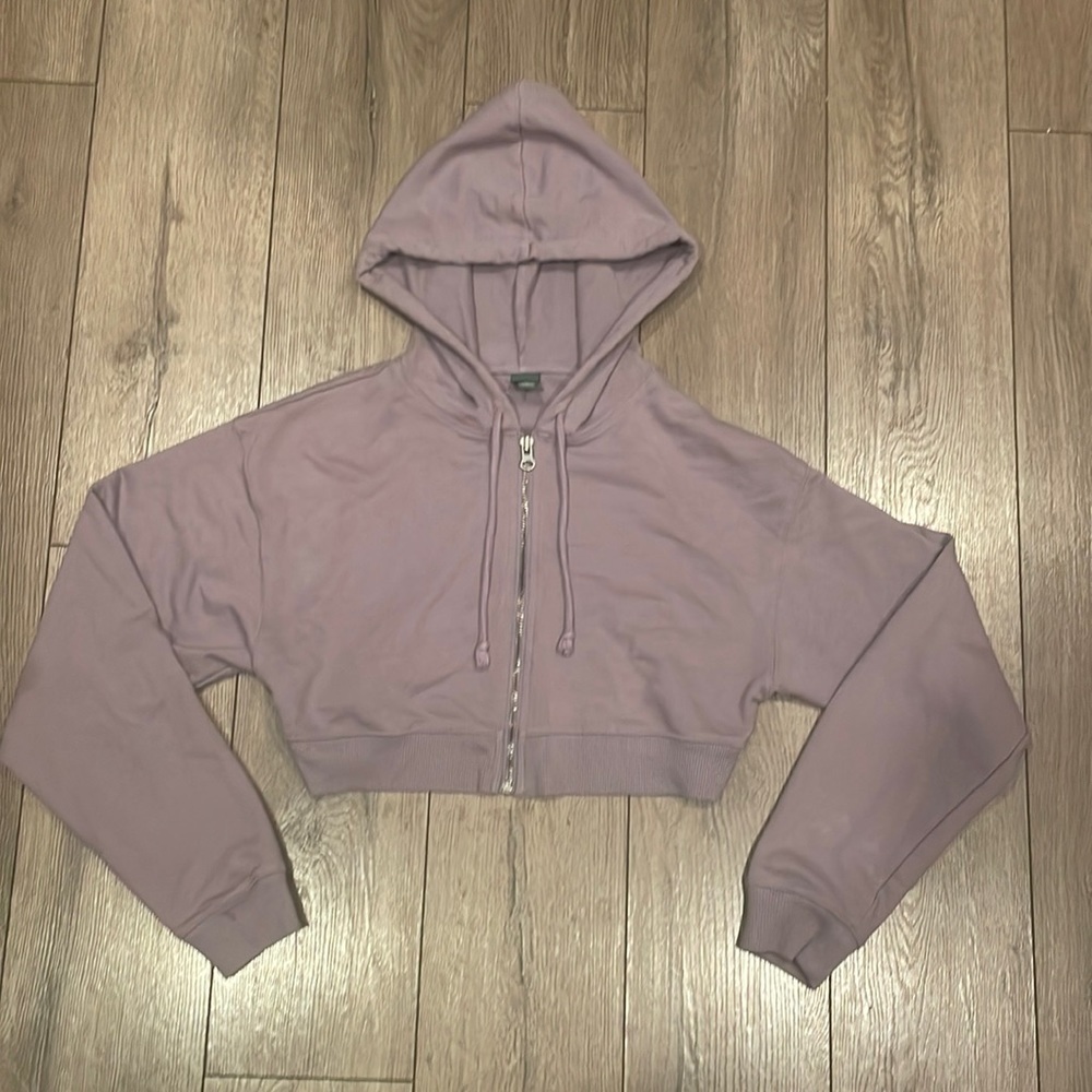 purple cropped zip up Jacket
